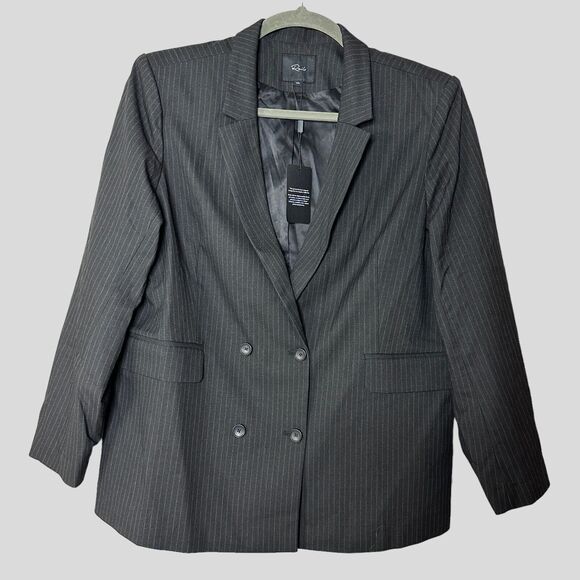 Rails Pinstriped Double Breasted Blazer Charcoal Women's XXL NWT Pockets Classic